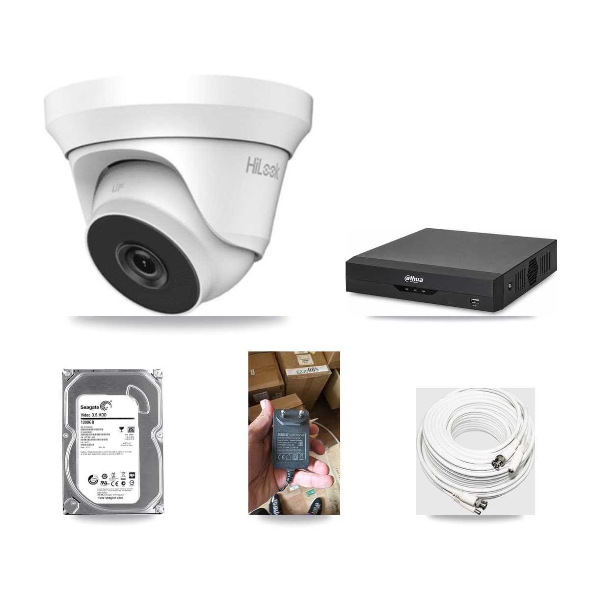 Dahua 4-channel CCTV kit: 1 camera (1× 4MP Turret), 1TB hard drive
