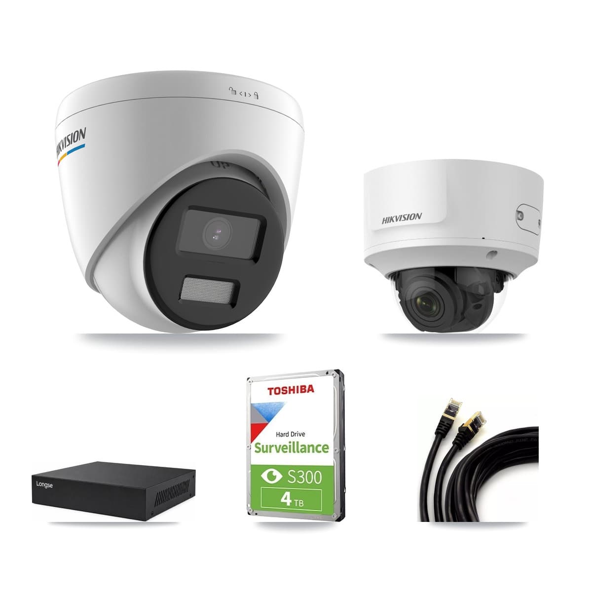 Hikvision & Longse 8-Channel 2MP CCTV Kit — 4 Turret + 2 Dome Cameras + 4TB Recording