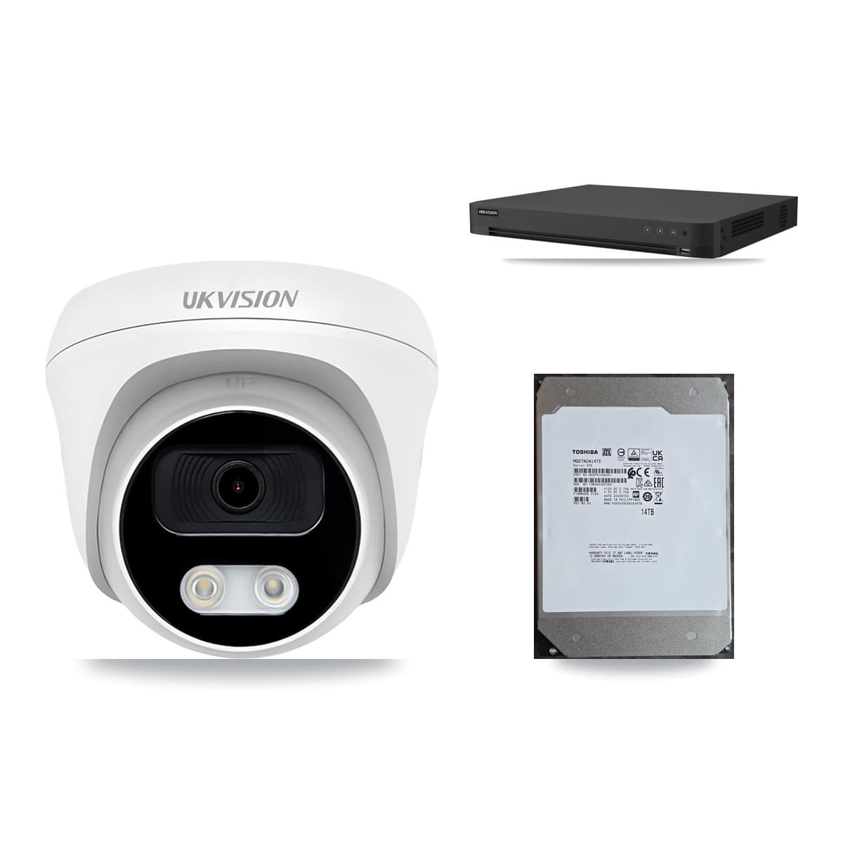 Hikvision 16-Channel 4K CCTV Kit — 10 UKVISION Cameras + 14TB Recording (IDS-7216HUHI Recorder)
