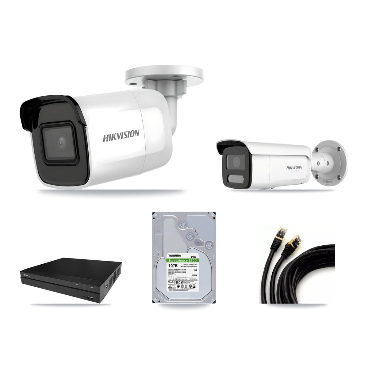 Hikvision & Prolux 8-Channel 4K CCTV Kit — 2 DS-2CD2085G1 + 2 DS-2CD2T87G2H Bullet Cameras + 10TB Recording