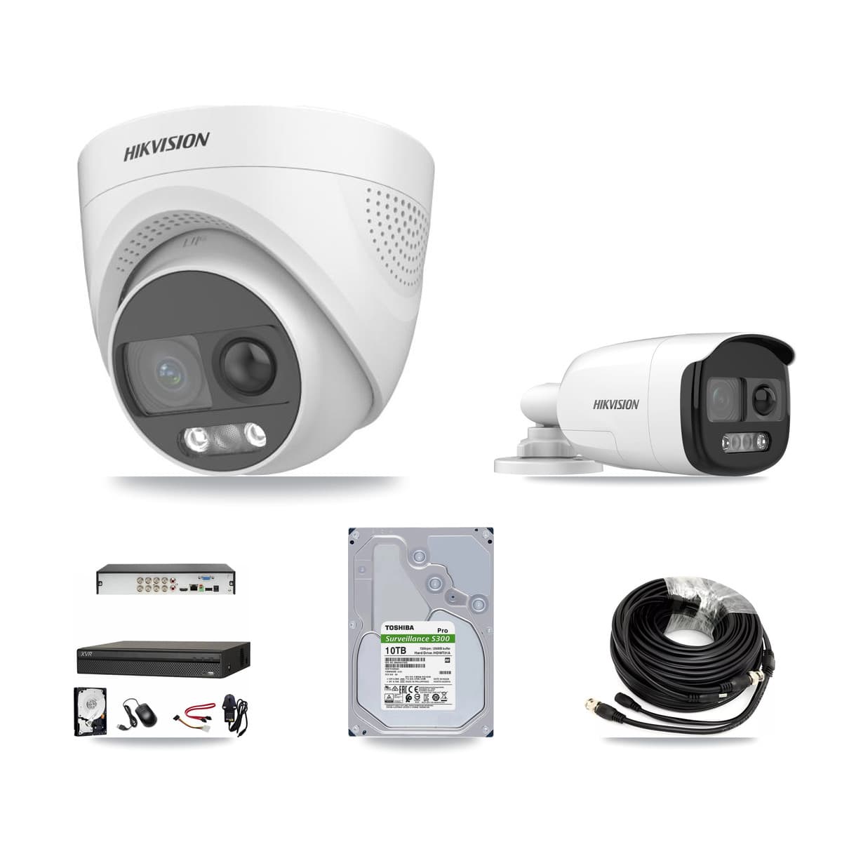Hikvision & Dahua 8-Channel 5MP CCTV Kit — 1 DS-2CE12KF3T Bullet + 7 DS-2CE72KF3T Turret Cameras + 10TB Recording