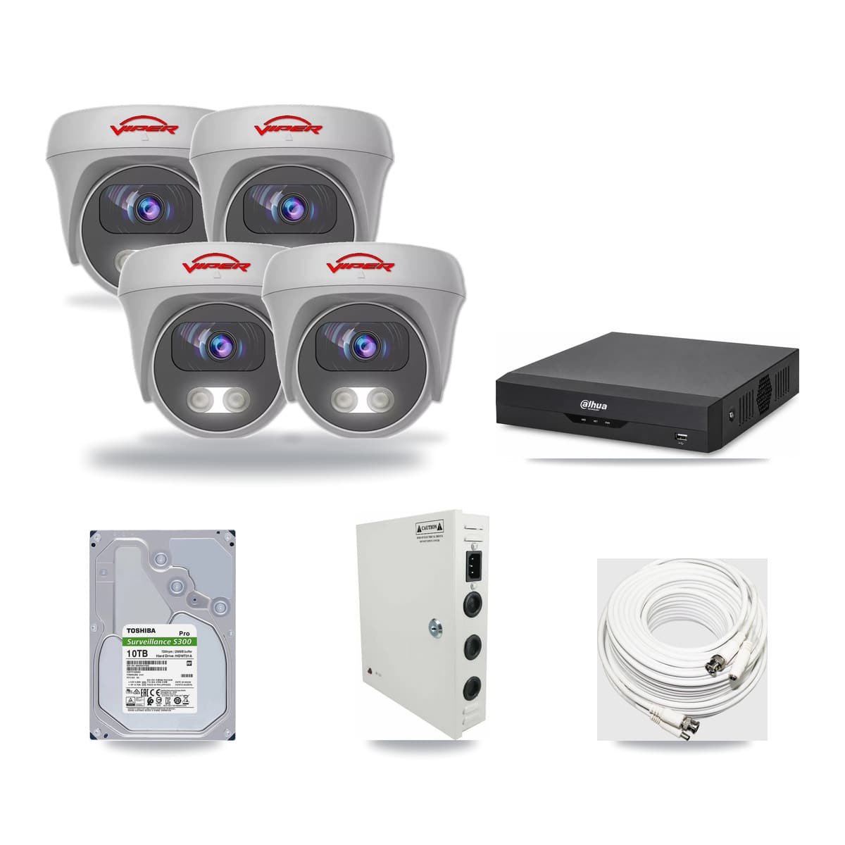 Viper & Dahua 4-Channel 5MP CCTV Kit — 4 Cameras + 10TB Recording - Image 1