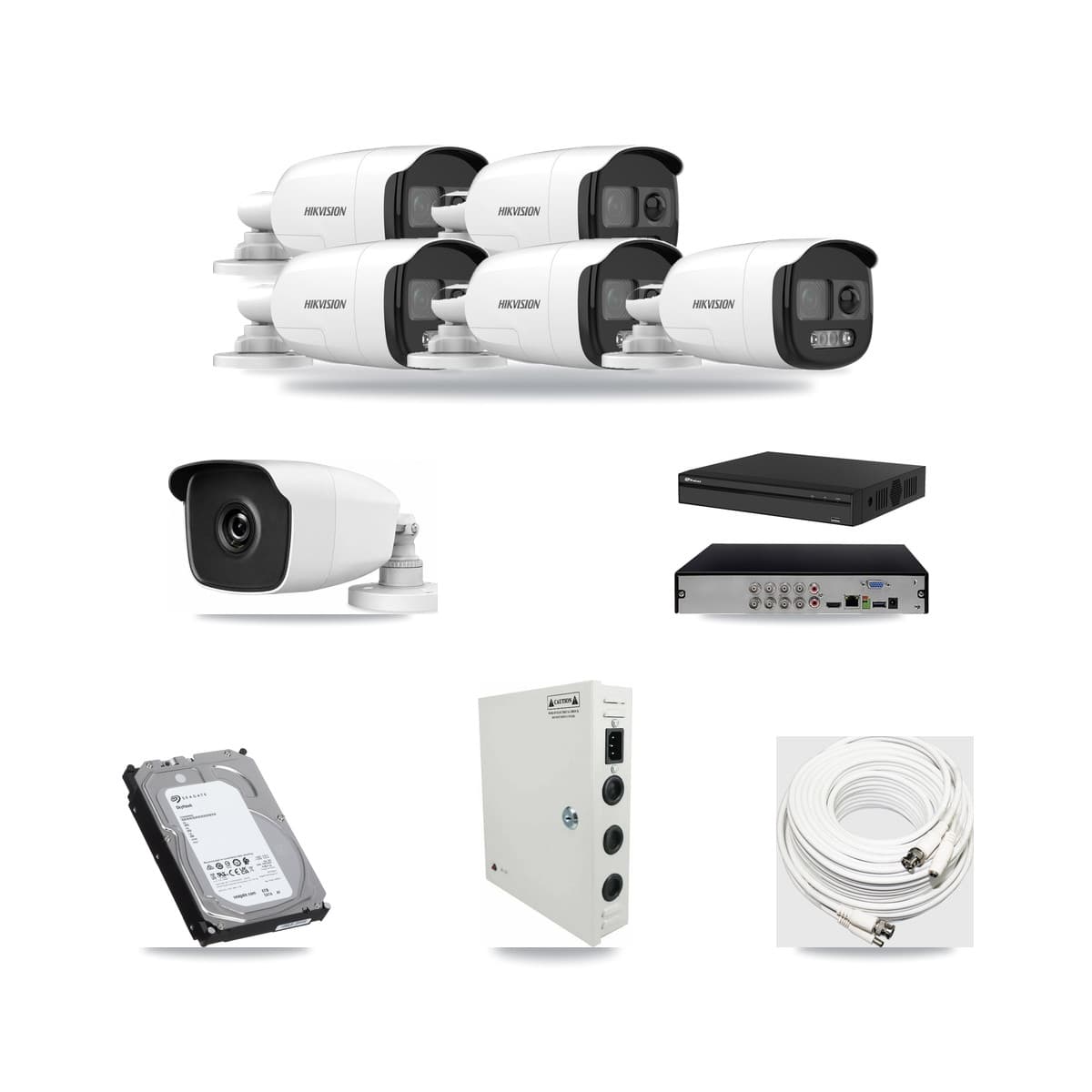 8-Channel 3MP – 5MP CCTV Kit — 5 5MP + 1 3MP Bullet Cameras + 6TB Recording (PXD-5108HS Recorder) - Image 1