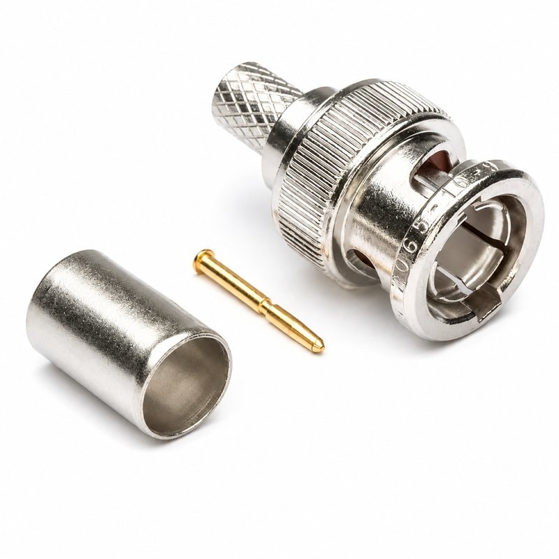 BNC Male Crimp Connector 3 Piece RG59 CCTV Coaxial Cable Plug