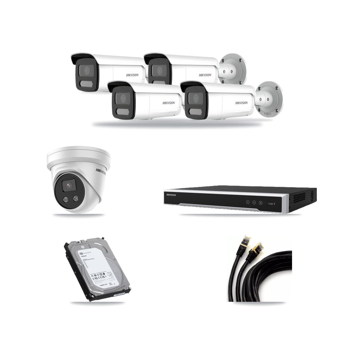 Hikvision 16-Channel 4MP – 5MP CCTV Kit — 4 4MP Bullet + 1 5MP Turret Cameras + 6TB Recording - Image 1