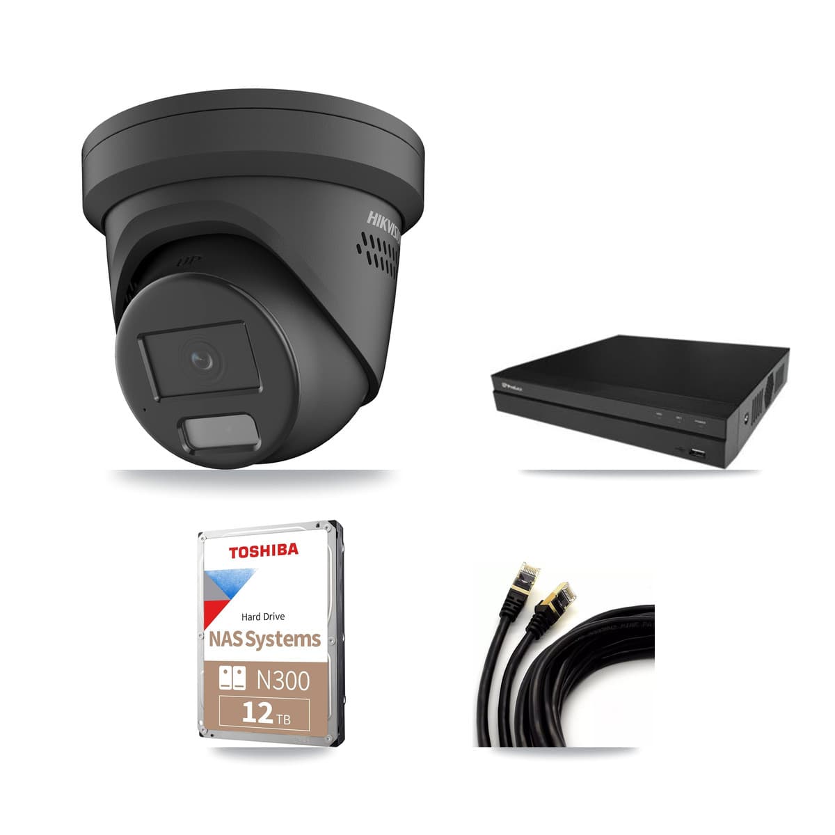 Hikvision & Prolux 16-Channel 4MP CCTV Kit — 9 Black Turret Cameras + 12TB Recording