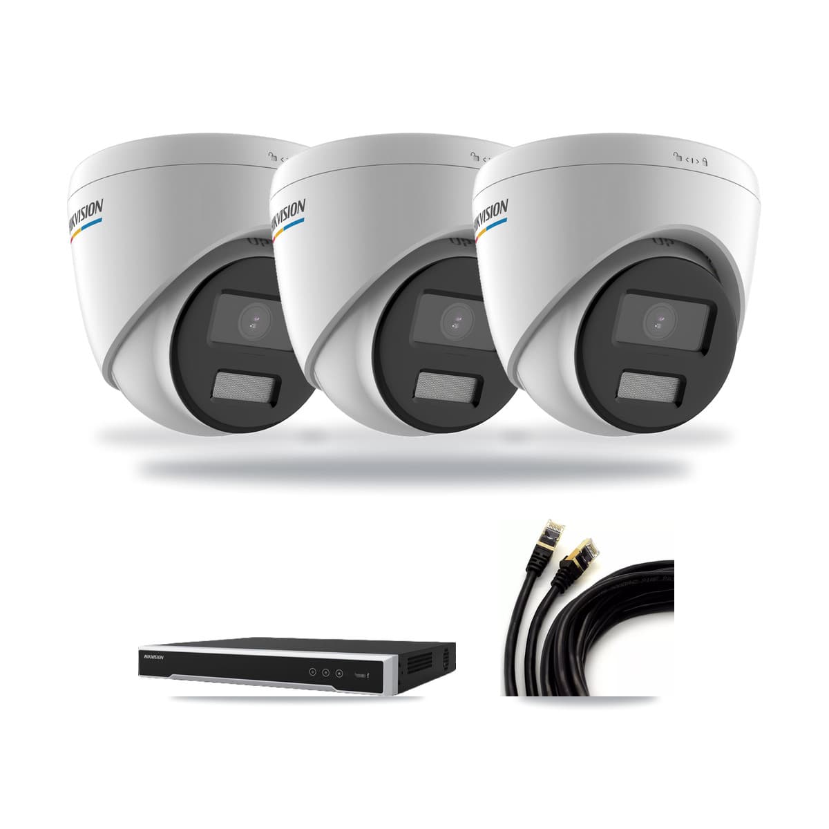Hikvision 8-Channel 2MP – 5MP CCTV Kit — 3 2MP Turret + 1 5MP Dome Cameras + 3TB Recording (DS-7608NI-M2 Recorder) - Image 1