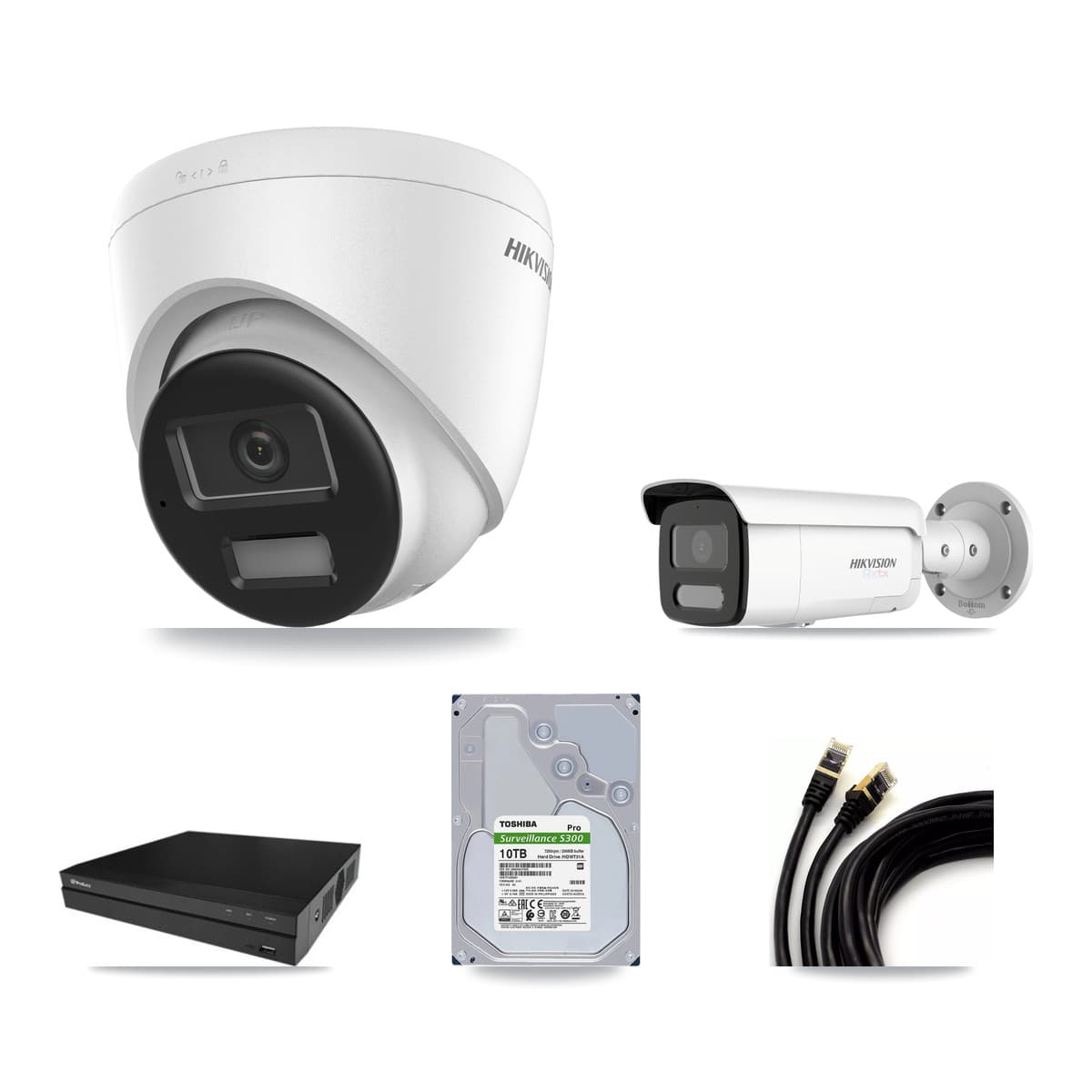 Hikvision & Prolux 16-Channel 4K CCTV Kit — 8 Turret + 8 Bullet Cameras + 2× 10TB Recording
