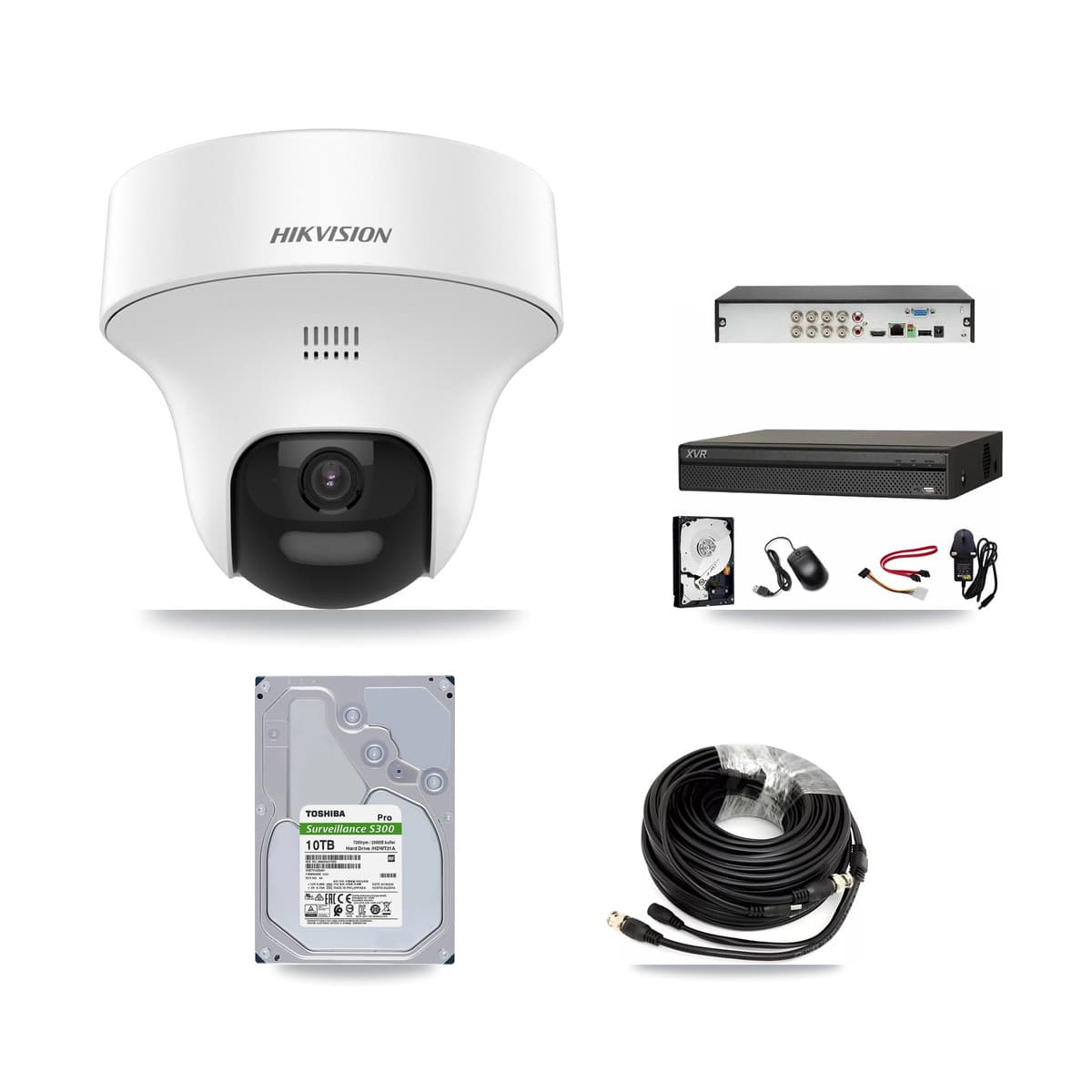 Hikvision & Dahua 8-Channel 5MP CCTV Kit — 6 DS-2CE70K0T Turret Cameras + 10TB Recording
