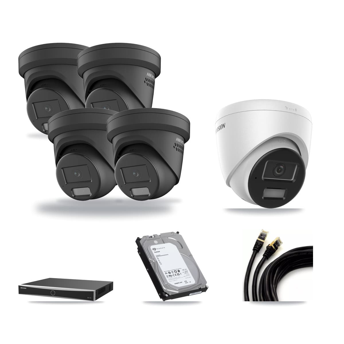 Hikvision 16-Channel 4MP CCTV Kit — 1 DS-2CD1343G2 + 4 DS-2CD2347G2 Turret Cameras + 6TB Recording - Image 1