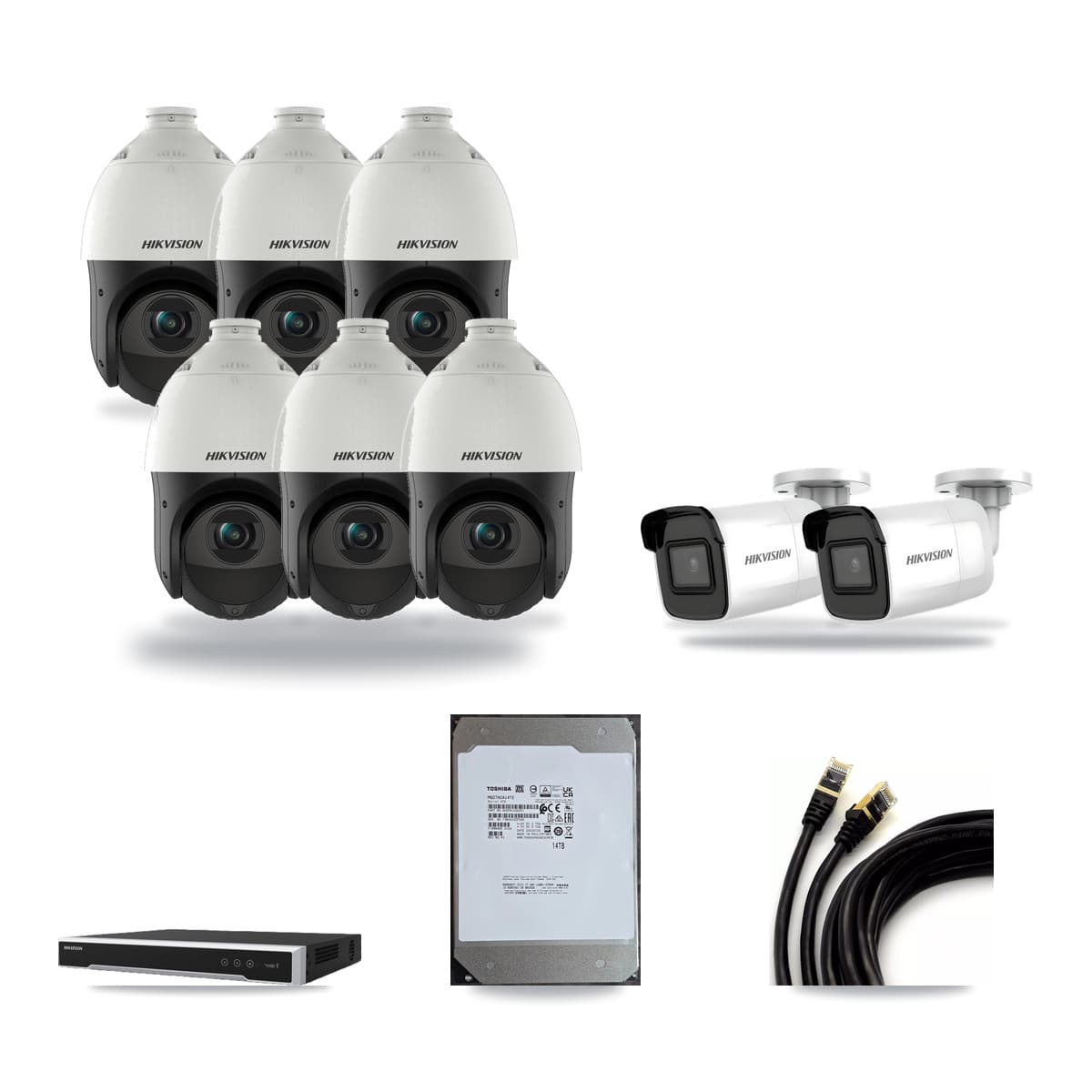 Hikvision 16-Channel 4MP – 4K CCTV Kit — 2 4K Bullet + 6 4MP PTZ Cameras + 14TB Recording (DS-7616NI-M2 Recorder) - Image 1