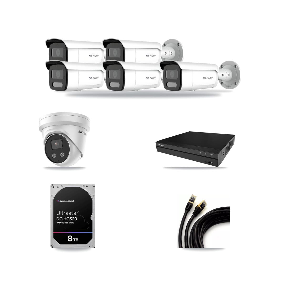 Hikvision & Prolux 8-Channel 4MP – 5MP CCTV Kit — 5 4MP Bullet + 1 5MP Turret Cameras + 8TB Recording - Image 1