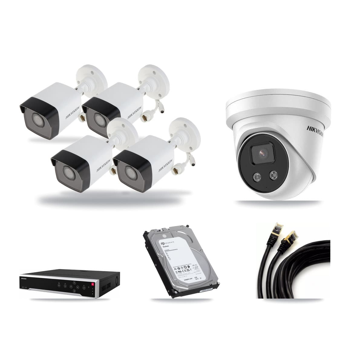 Hikvision 32-Channel 5MP CCTV Kit — 4 DS-2CD1053G0 Bullet + 1 DS-2CD3356G2 Turret Cameras + 6TB Recording - Image 1