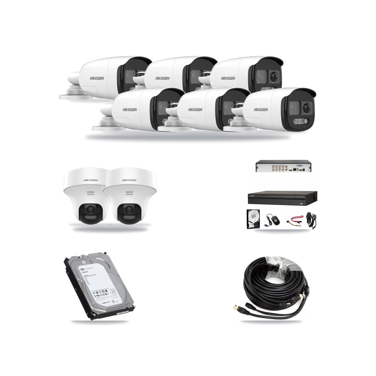 Hikvision & Dahua 8-Channel 5MP CCTV Kit — 6 DS-2CE12KF3T Bullet + 2 DS-2CE70K0T Turret Cameras + 6TB Recording - Image 1