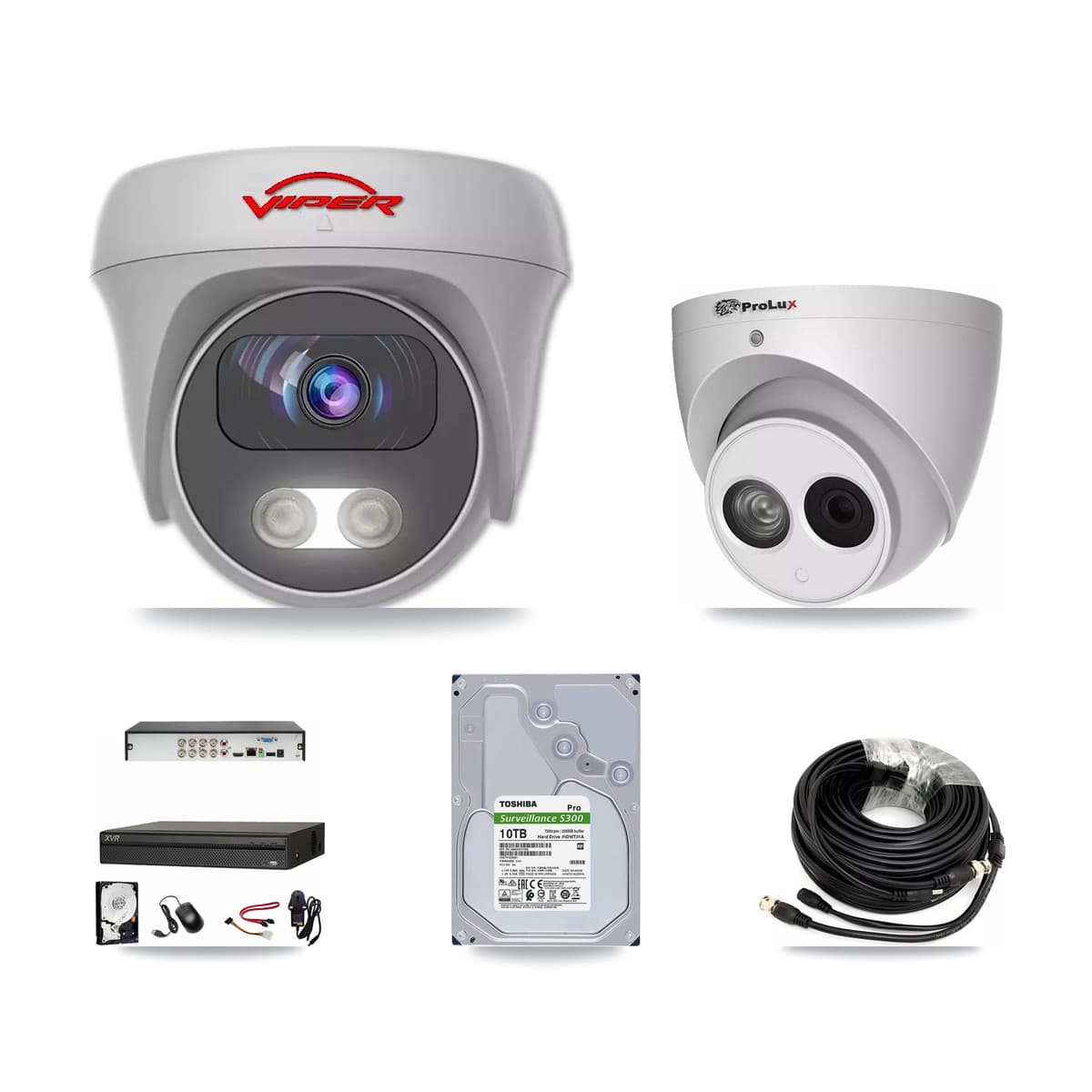 8-Channel 4MP – 5MP CCTV Kit — 2 4MP Turret + 5 White 5MP Cameras + 10TB Recording (XVR-3108AD Recorder) - Image 1