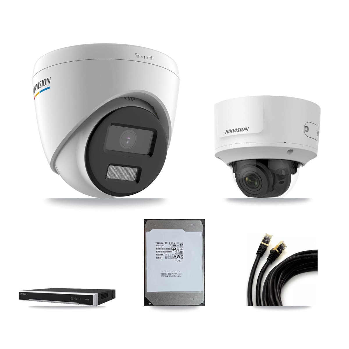 Hikvision 16-Channel 2MP CCTV Kit — 15 Turret + 1 Dome Cameras + 14TB Recording (DS-7616NI-M2 Recorder)