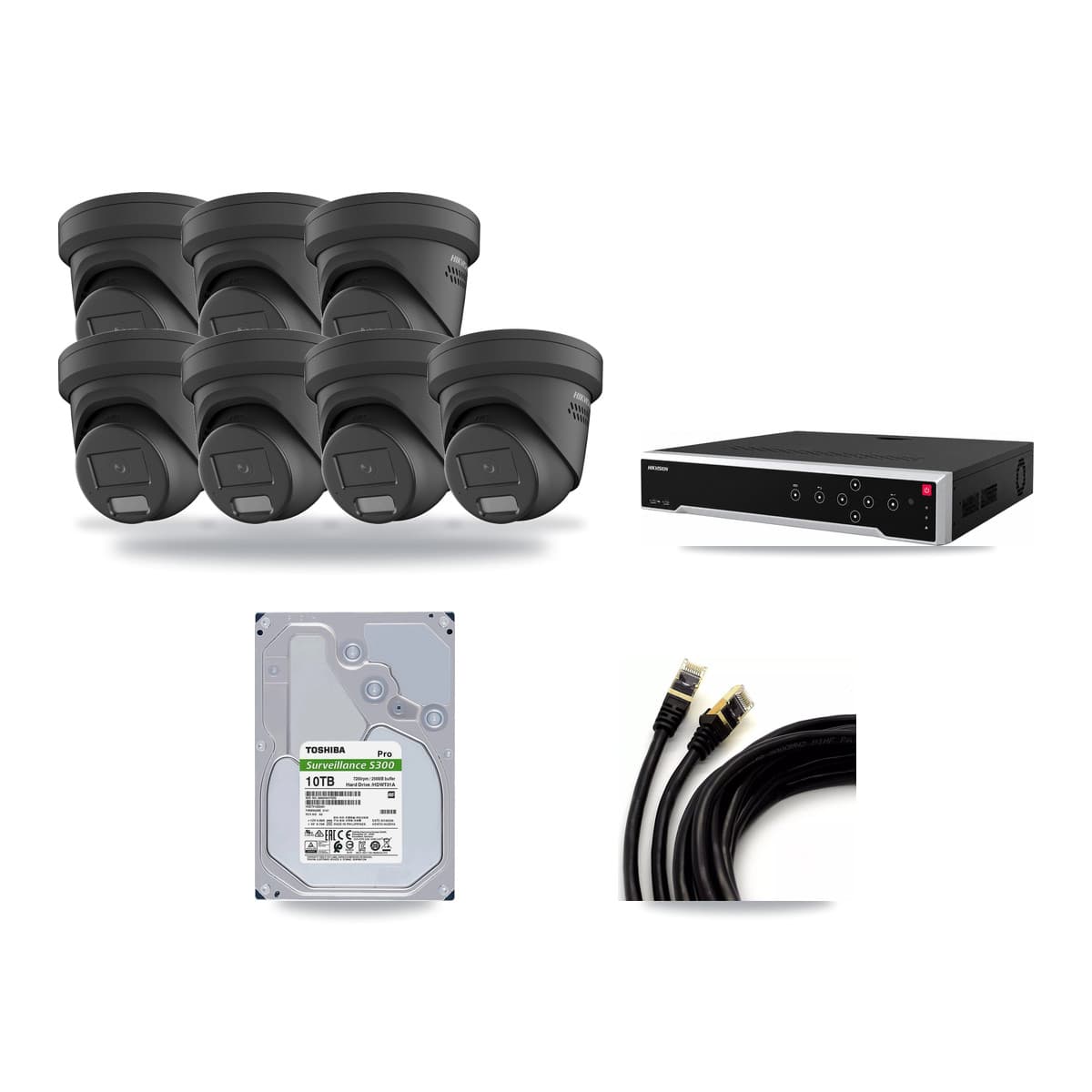 Hikvision 32-Channel 4MP CCTV Kit — 7 Black Turret Cameras + 10TB Recording - Image 1
