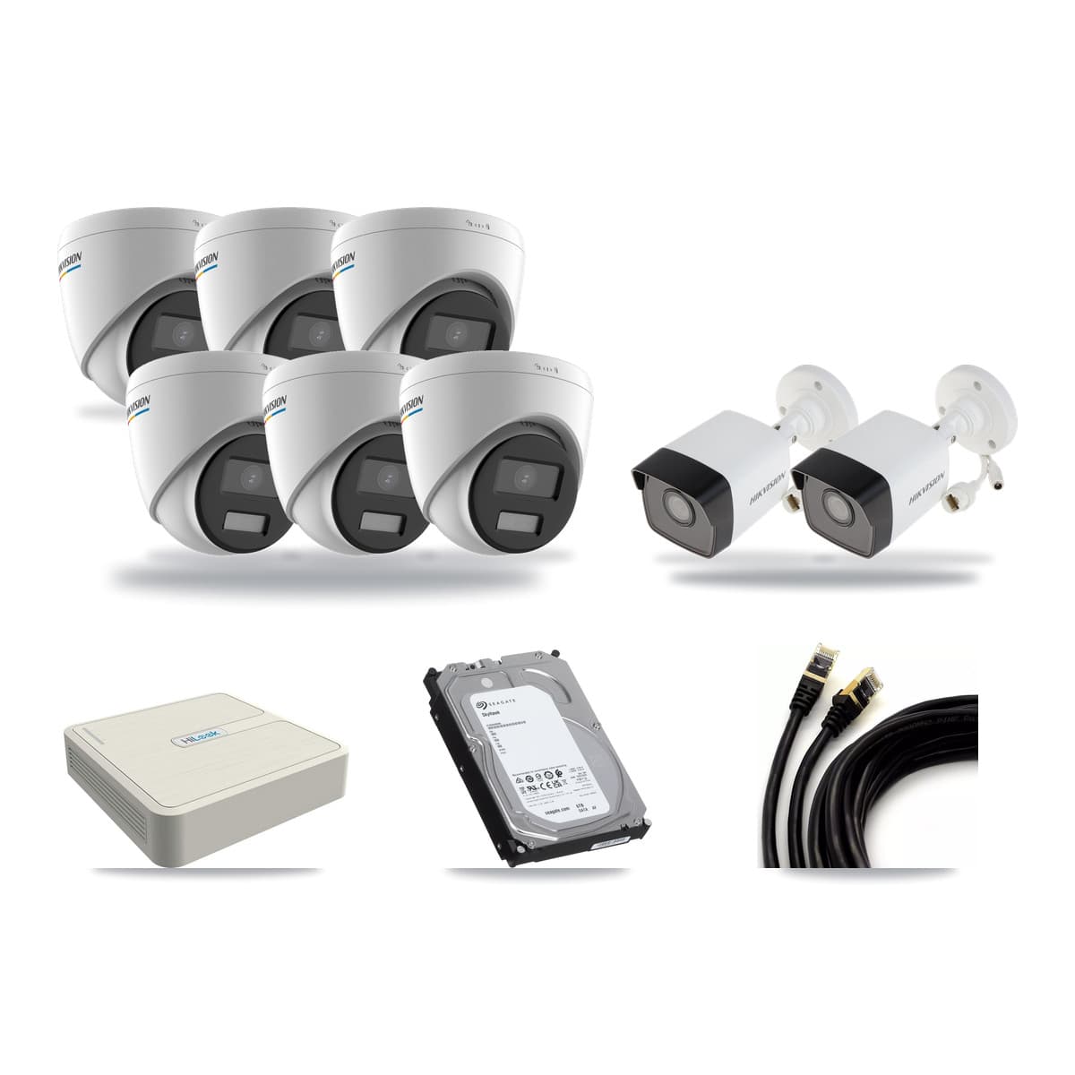 Hikvision & HiLook 8-Channel 2MP – 5MP CCTV Kit — 2 5MP Bullet + 6 2MP Turret Cameras + 6TB Recording (NVR-108H-D Recorder) - Image 1