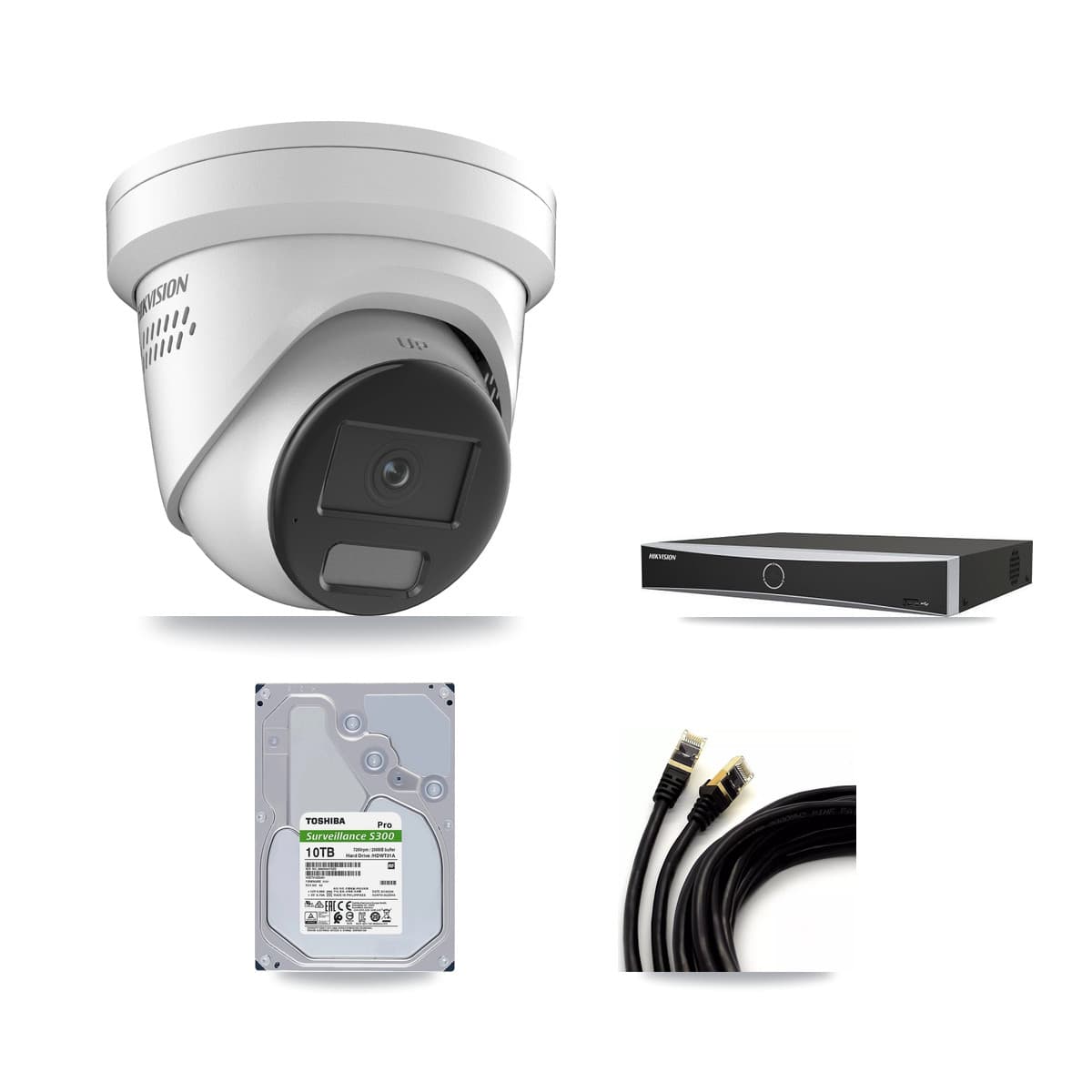Hikvision 4-Channel 4K CCTV Kit — 4 DS-2CD2387G2H Turret Cameras + 10TB Recording