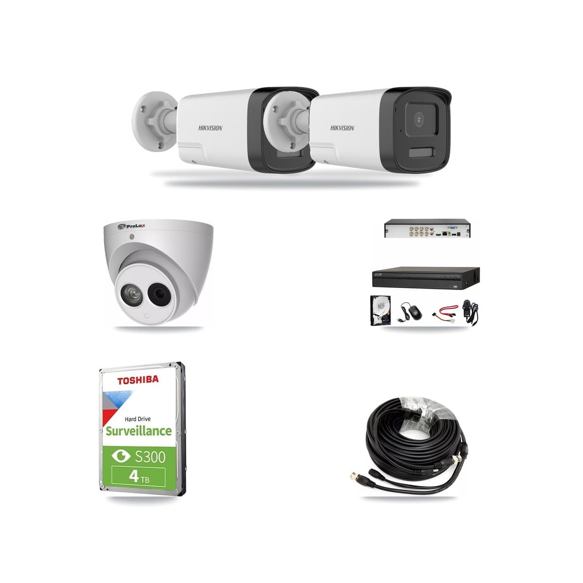 8-Channel 4MP – 5MP CCTV Kit — 2 DS-2CE17K0T 5MP Bullet + 1 PXC-612C4W-A 4MP Turret Cameras + 4TB Recording (XVR-3108AD Recorder) - Image 1