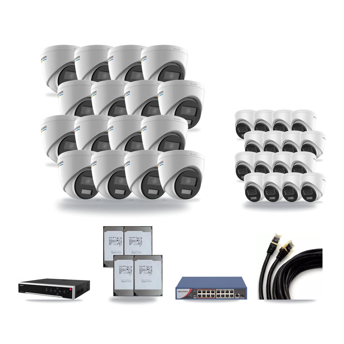 Hikvision 32-Channel 2MP – 4K CCTV Kit — 16 2MP + 16 4K Turret Cameras + 4× 14TB Recording - Image 1