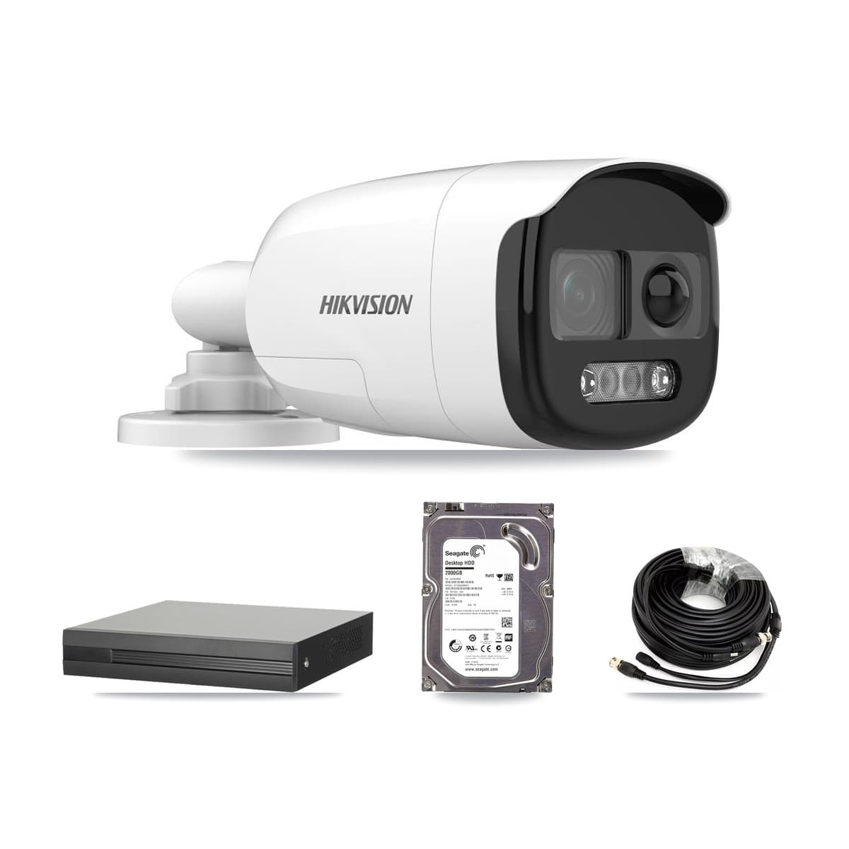 Hikvision 4-Channel 5MP CCTV Kit — 4 DS-2CE12KF3T Bullet Cameras + 2TB Recording (XVR-3104HS Recorder)
