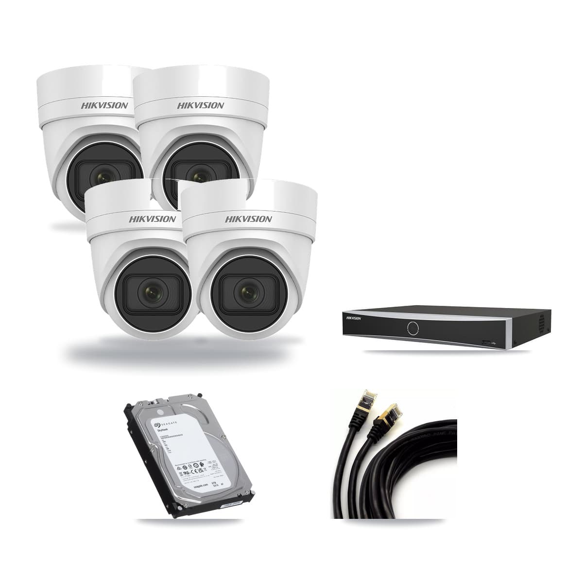 Hikvision 4-channel CCTV kit: 4 cameras (4× 4K Turret), 6TB hard drive