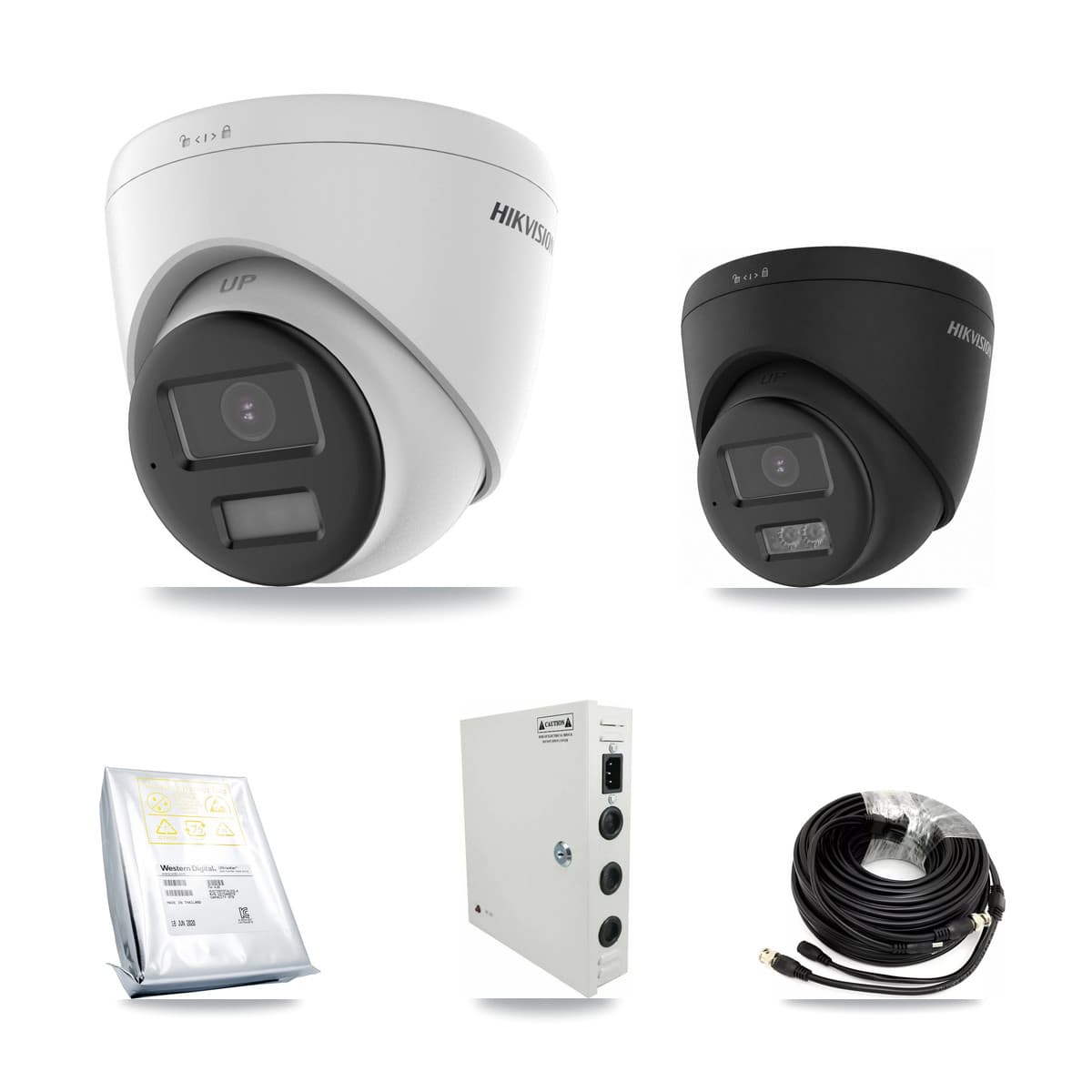 Hikvision 32-Channel 5MP – 4K CCTV Kit — 24 DS-2CE78K0T-LPTS 5MP + 1 Black DS-2CE78U0T-LTS-BLACK 4K Turret Cameras + 4× 8TB Recording (IDS-7332HUHI-M4/S Recorder) - Image 1