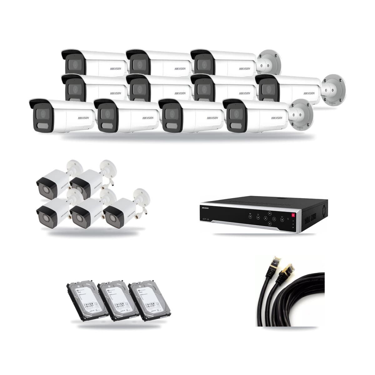 Hikvision 32-Channel 4MP – 5MP CCTV Kit — 5 5MP + 11 4MP Bullet Cameras + 3× 6TB Recording - Image 1