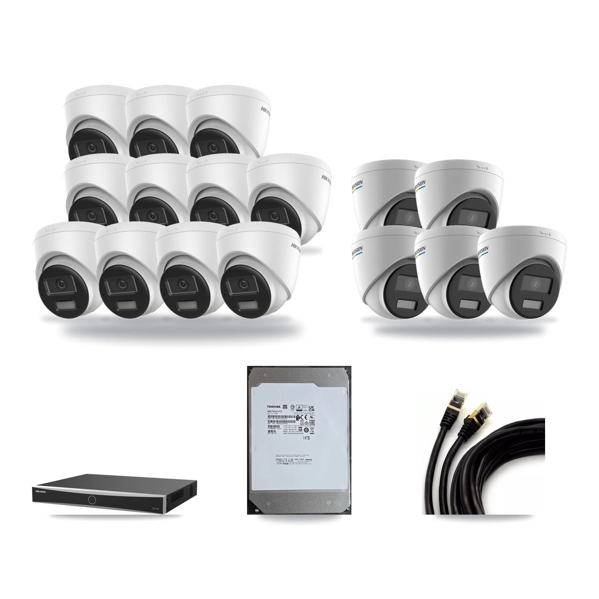 Hikvision 16-Channel 2MP – 4K CCTV Kit — 5 2MP + 11 4K Turret Cameras + 14TB Recording (DS-7616NXI Recorder) - Image 1