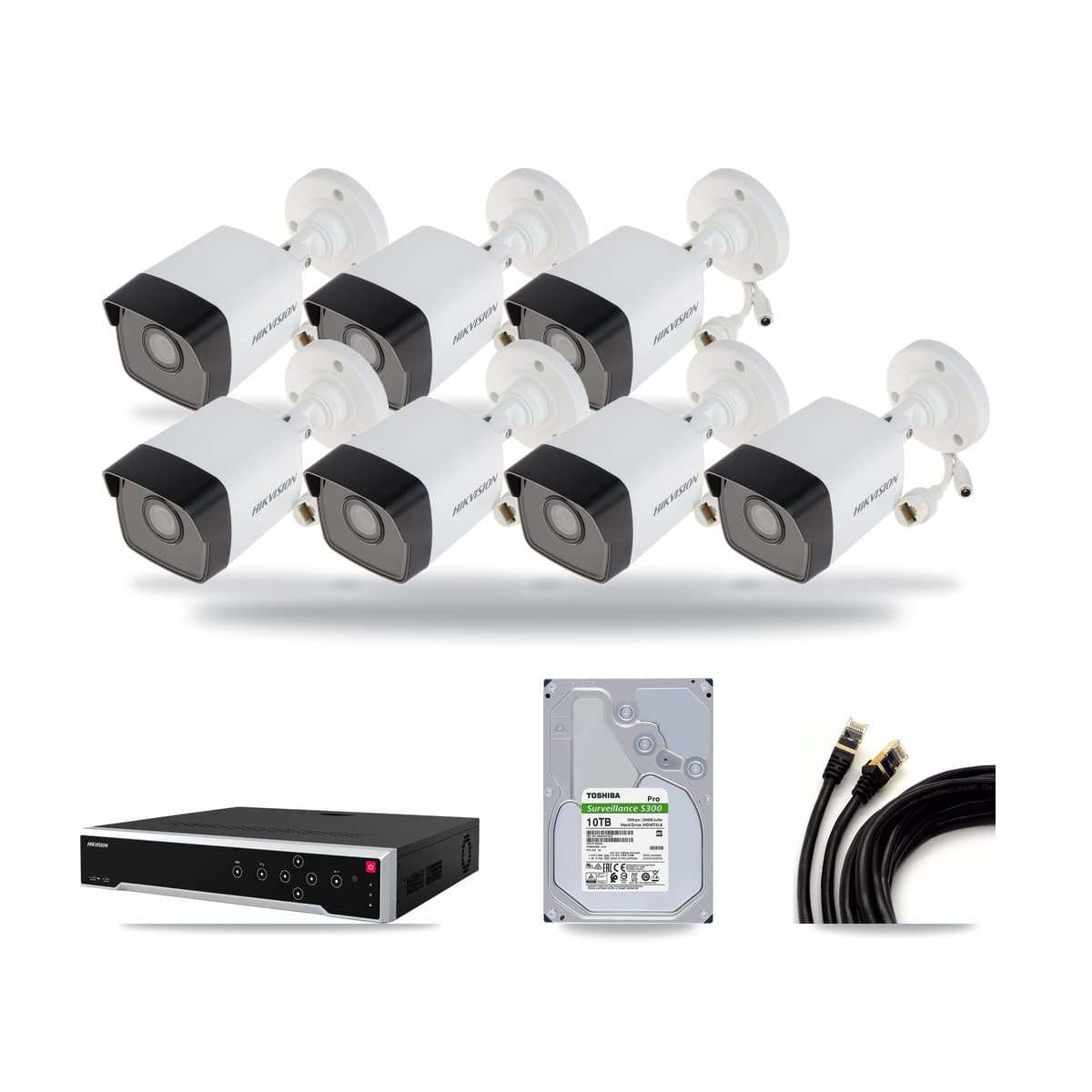 Hikvision 32-Channel 5MP CCTV Kit — 7 DS-2CD1053G0 Bullet Cameras + 10TB Recording - Image 1