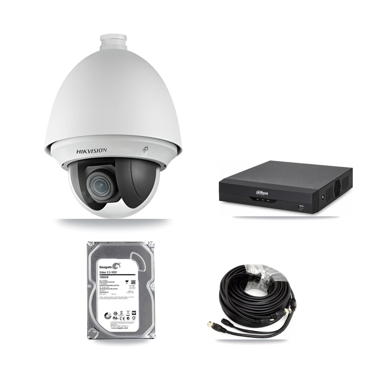 Hikvision & Dahua 4-Channel 2MP CCTV Kit — 2 DS-2AE4225T PTZ Cameras + 1TB Recording - Image 1