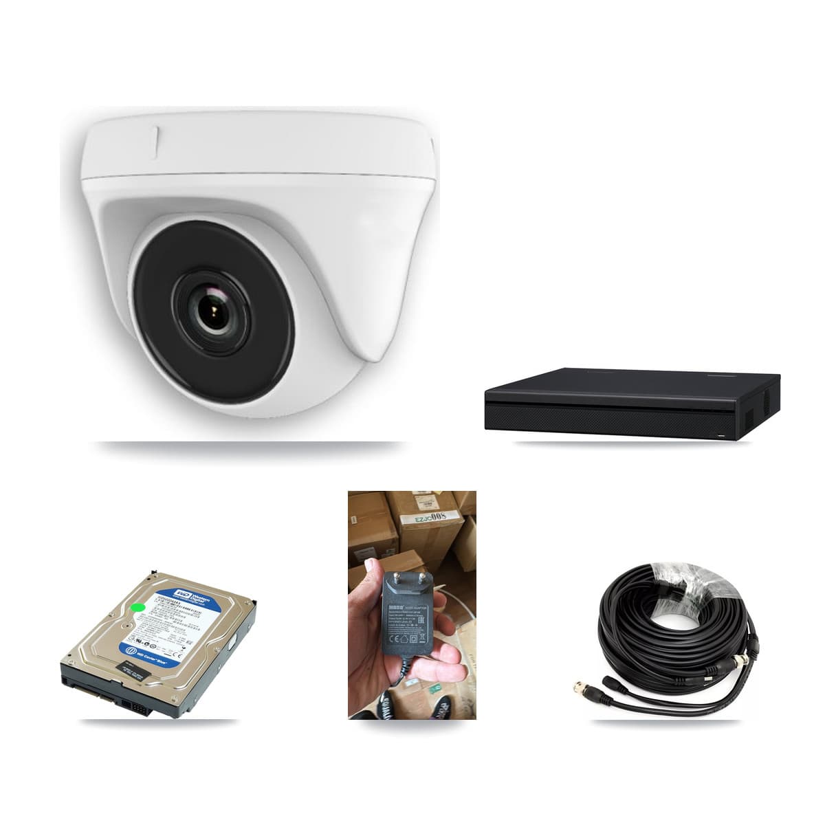 8-Channel 2MP CCTV Kit — 1 White Dome Camera + 500GB Recording (XVR-3108AD Recorder)