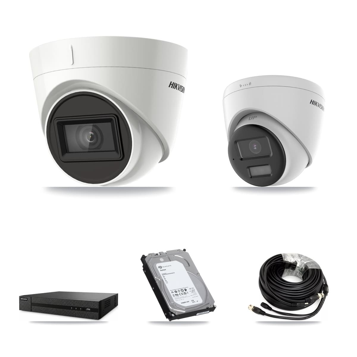 Hikvision 8-Channel 4K CCTV Kit — 1 DS-2CE78U0T + 3 DS-2CE78U1T Turret Cameras + 6TB Recording (DVR-8CH Recorder)