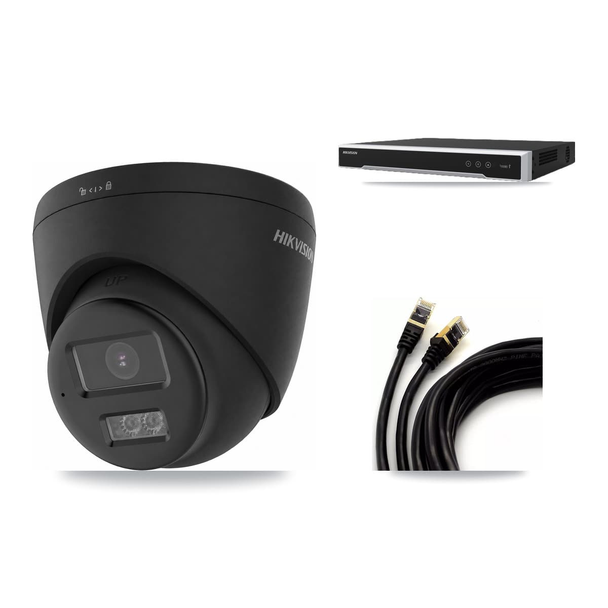 Hikvision 8-Channel 4K CCTV Kit — 1 Black DS-2CD1383G2 Turret Camera + 3TB Recording (DS-7608NI-M2 Recorder) - Image 1