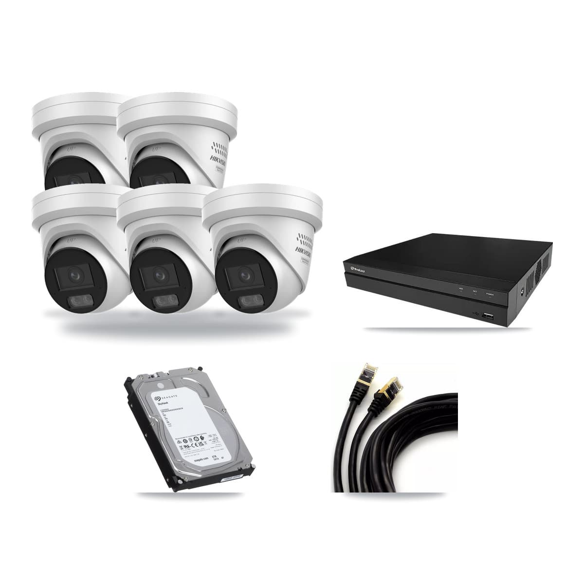 Prolux 8-Channel 4MP CCTV Kit — 5 DS-2CD2347G3 Turret Cameras + 6TB Recording - Image 1