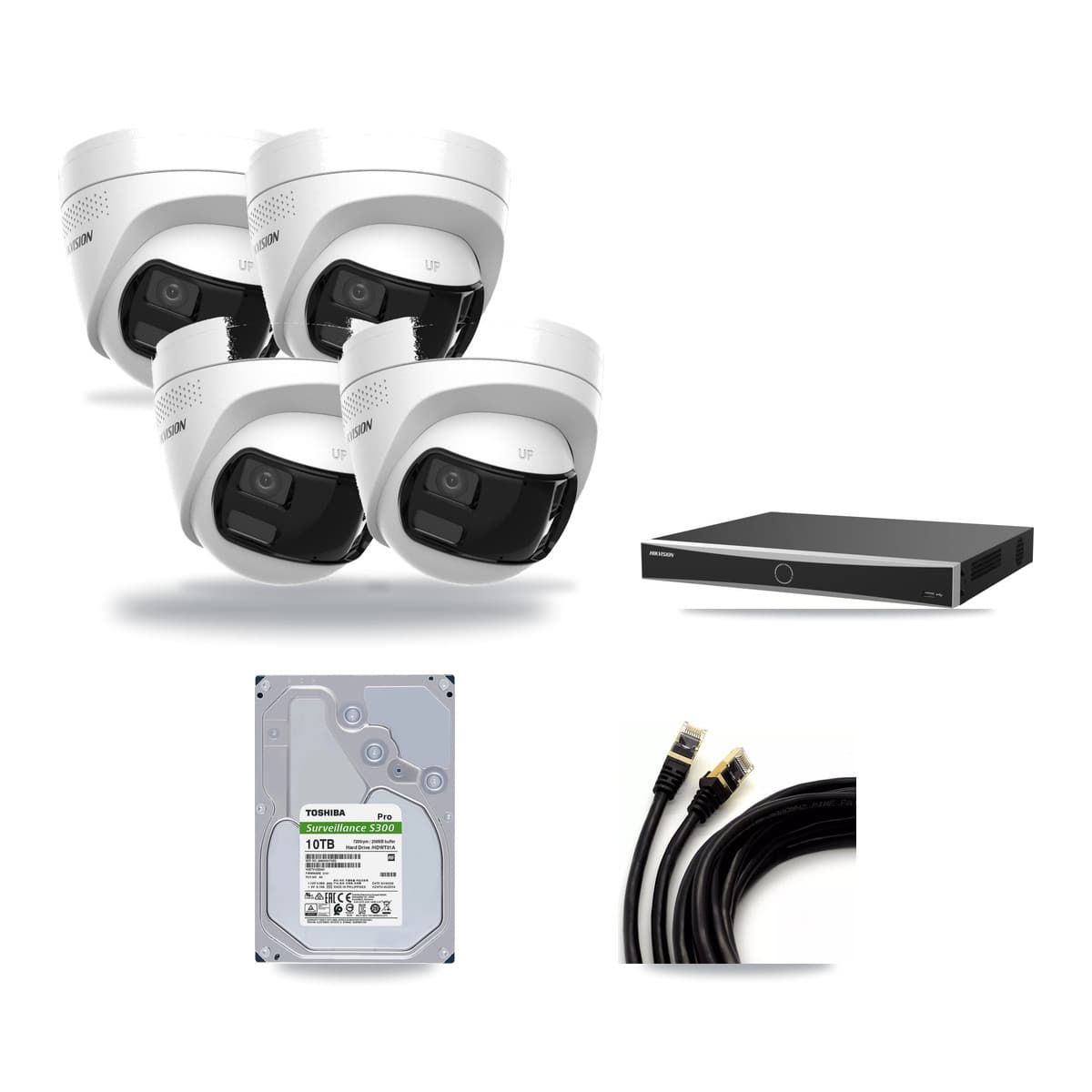 Hikvision 16-Channel 4K CCTV Kit — 4 DS-2CD1383G2P Turret Cameras + 10TB Recording (DS-7616NXI Recorder) - Image 1