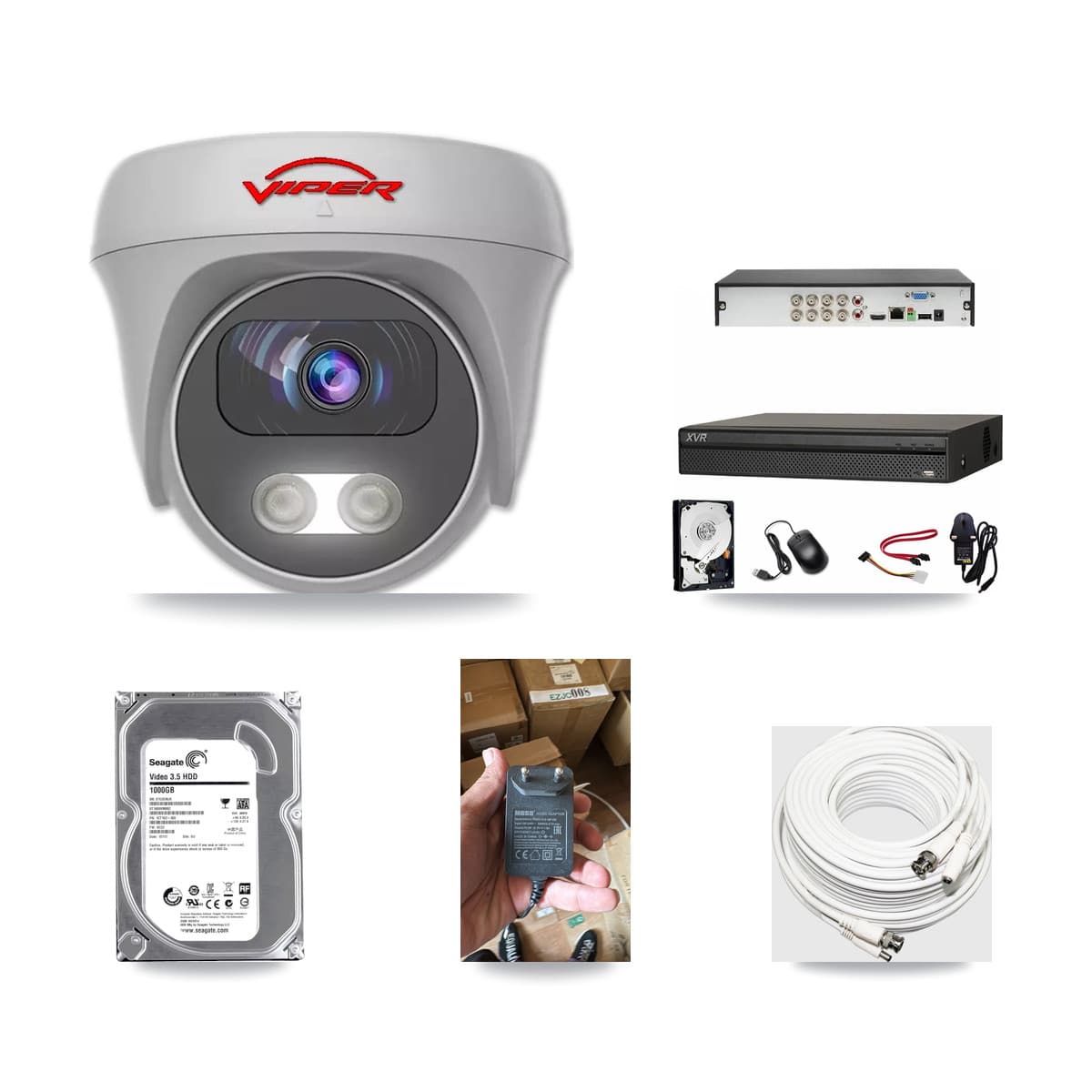 8-Channel 5MP CCTV Kit — 1 White Viper Camera + 1TB Recording (XVR-3108AD Recorder) - Image 1