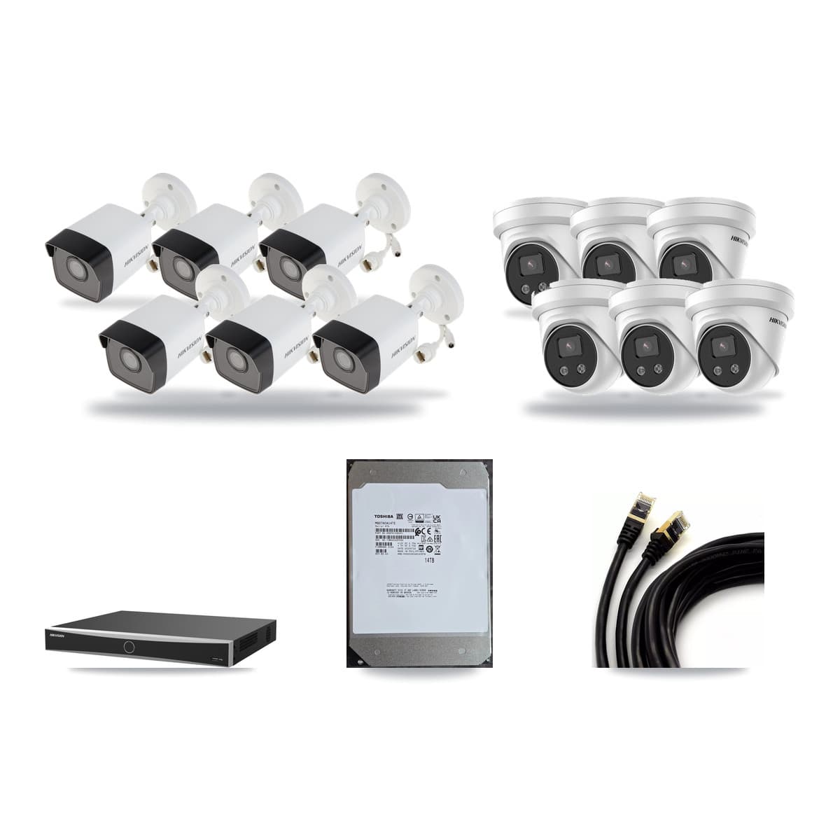 Hikvision 16-Channel 5MP CCTV Kit — 6 Bullet + 6 Turret Cameras + 14TB Recording (DS-7616NXI Recorder) - Image 1