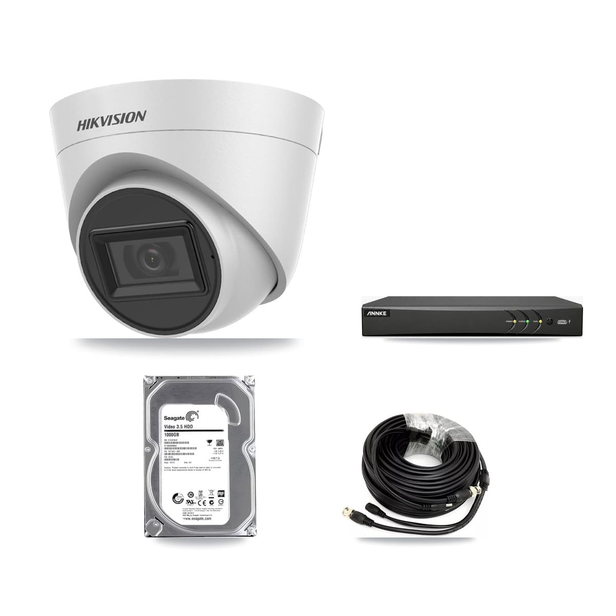 Hikvision & ANNKE 4-Channel 5MP CCTV Kit — 2 White Turret Cameras + 1TB Recording - Image 1
