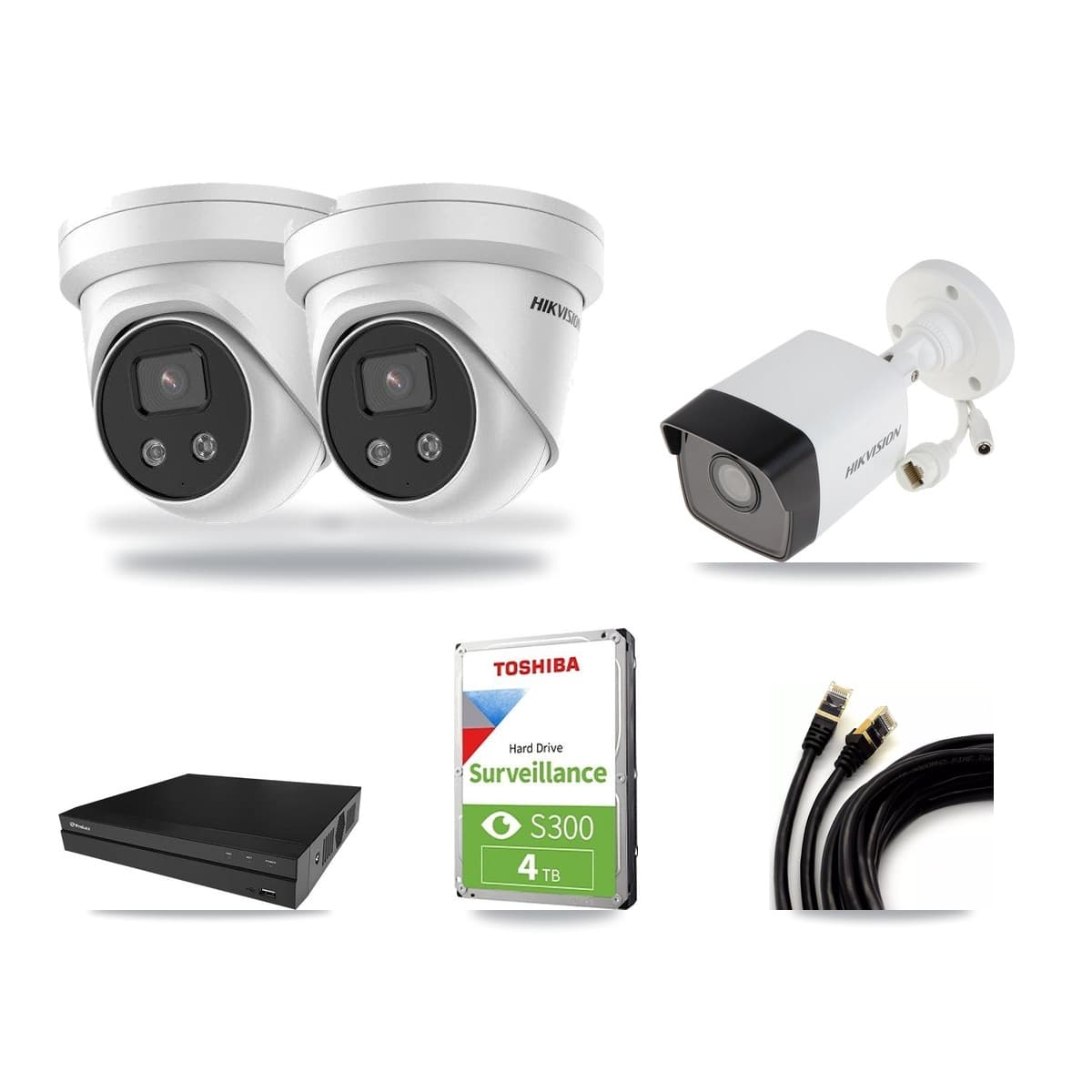 Hikvision & Prolux 8-Channel 5MP CCTV Kit — 1 DS-2CD1053G0 Bullet + 2 DS-2CD3356G2 Turret Cameras + 4TB Recording - Image 1