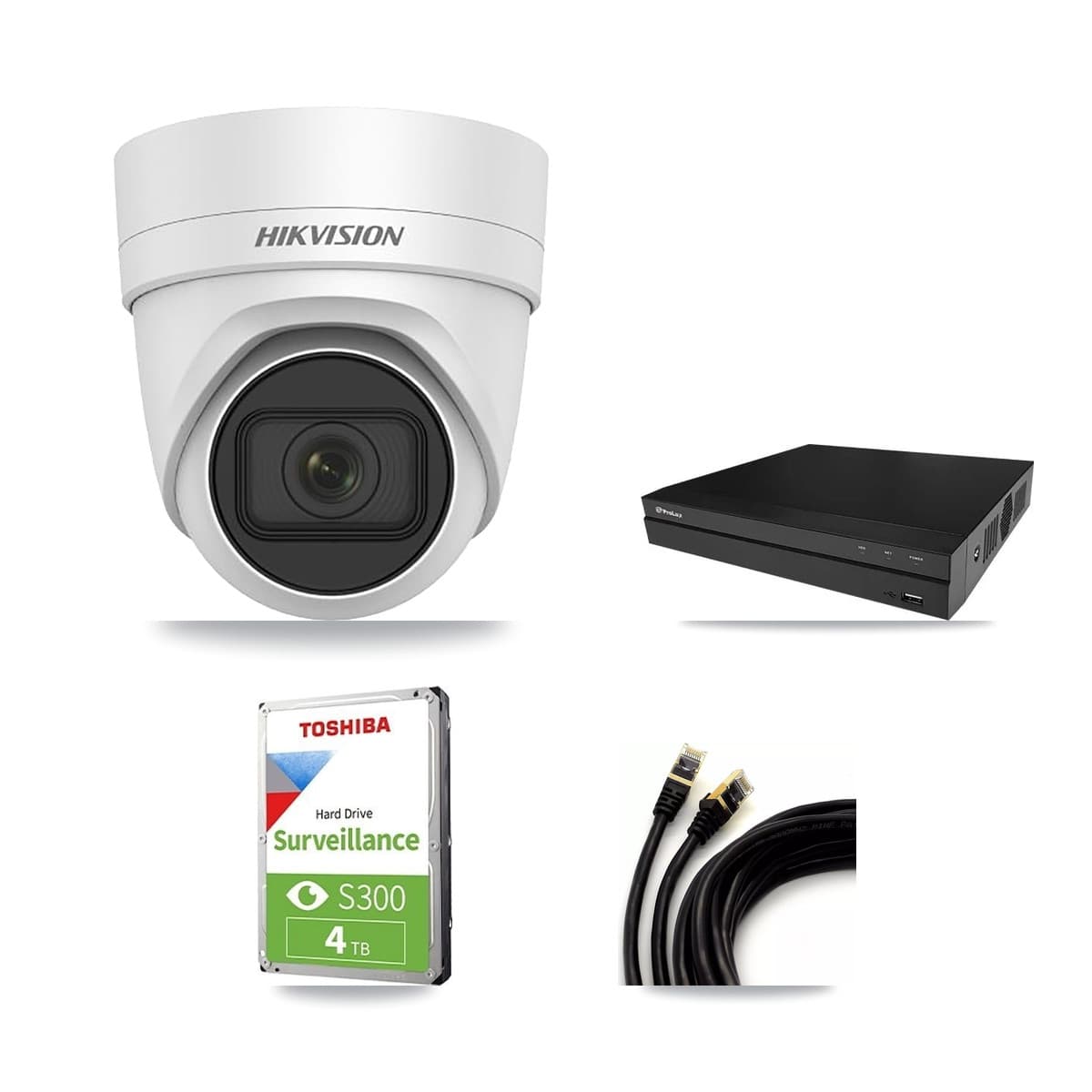 Hikvision & Prolux 8-Channel 4MP CCTV Kit — 3 DS-2CD2H45FWD Turret Cameras + 4TB Recording