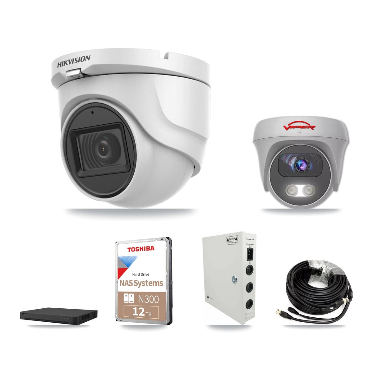 Hikvision & Viper 32-Channel 5MP CCTV Kit — 22 DS-2CE76H0T Turret + 10 VIPER-5MP-3K Cameras + 2× 12TB Recording - Image 1