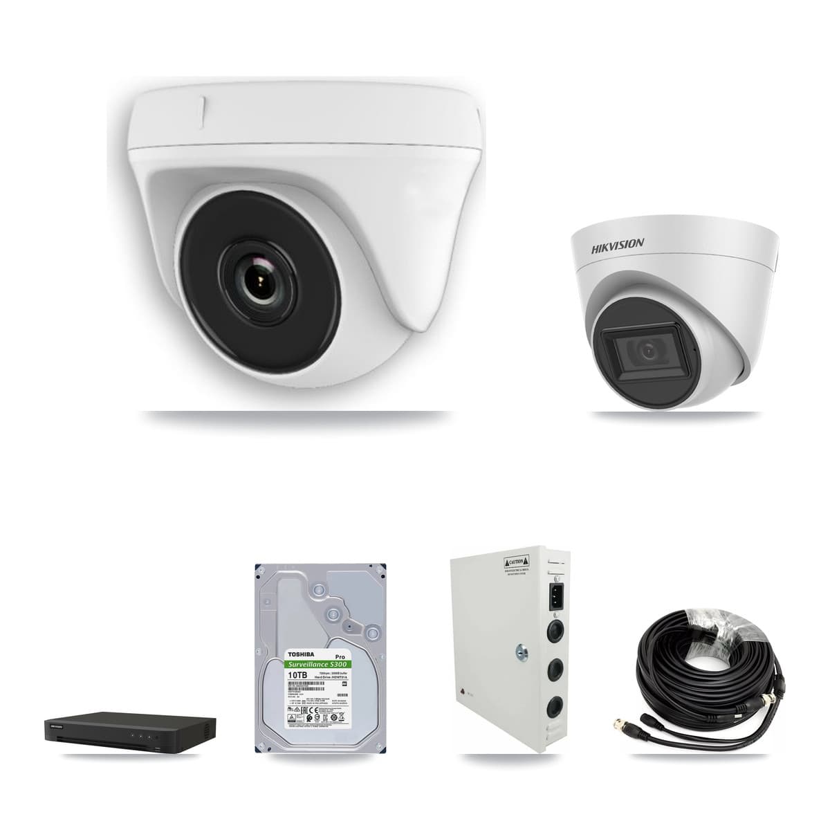 Hikvision 16-Channel 2MP – 5MP CCTV Kit — 1 White 5MP Turret + 12 White 2MP Dome Cameras + 10TB Recording (IDS-7216HQHI Recorder)