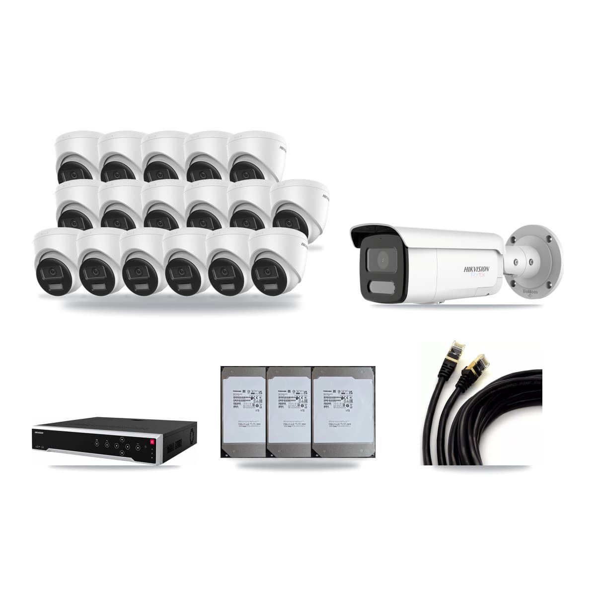 Hikvision 32-Channel 4K CCTV Kit — 17 Turret + 1 Bullet Cameras + 3× 14TB Recording - Image 1