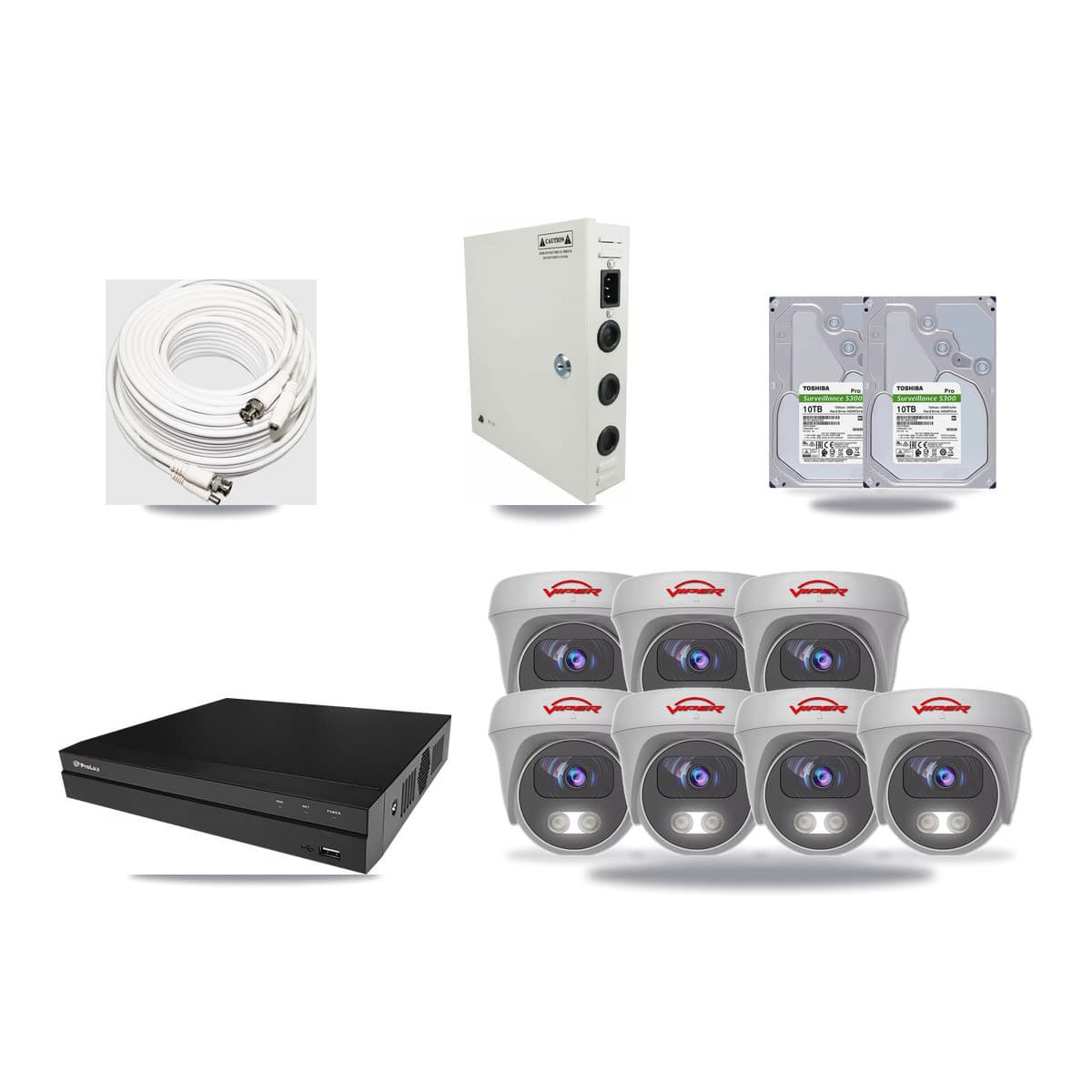 Viper & Prolux 8-Channel 5MP CCTV Kit — 7 Cameras + 2× 10TB Recording - Image 1
