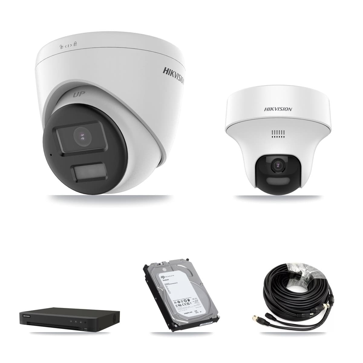 Hikvision 16-Channel 5MP CCTV Kit — 2 DS-2CE70K0T-PTLTS + 6 DS-2CE78K0T-LPTS Turret Cameras + 6TB Recording (IDS-7216HQHI-M1/XT Recorder)