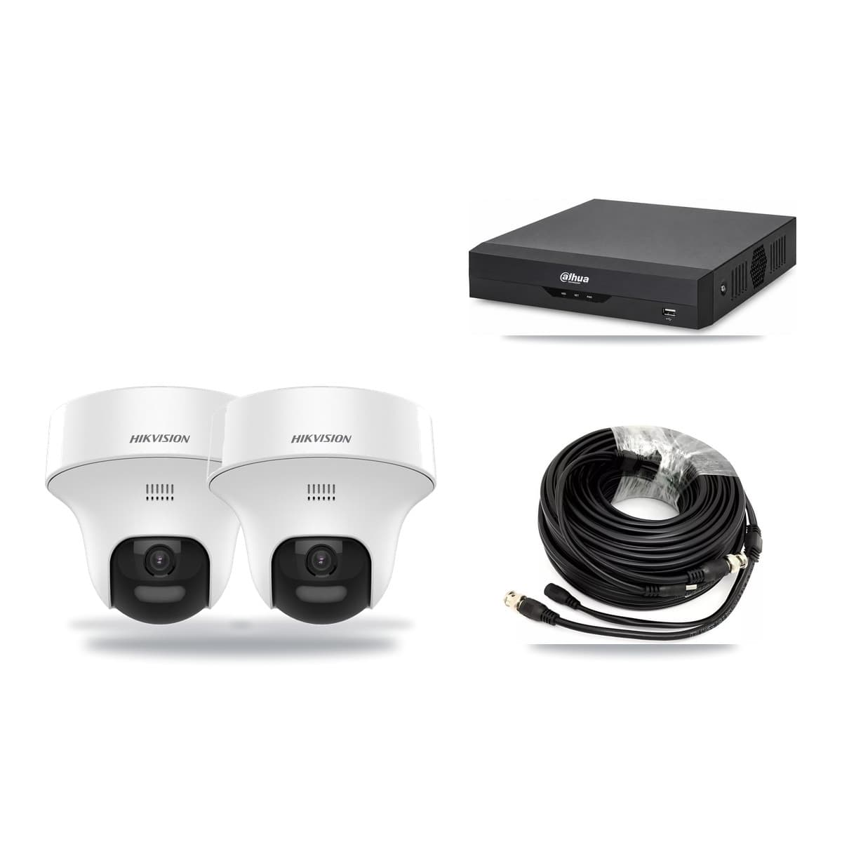 Hikvision & Dahua 4-Channel 5MP CCTV Kit — 2 DS-2CE70K0T Turret Cameras + 3TB Recording - Image 1