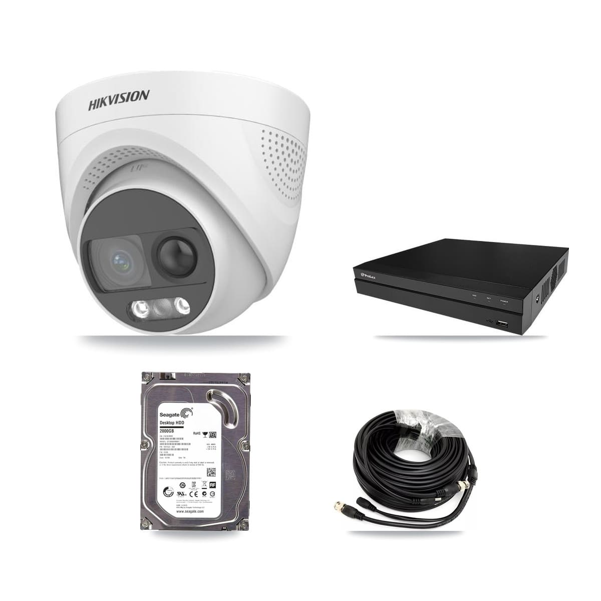 Hikvision & Prolux 8-Channel 5MP CCTV Kit — 4 DS-2CE72KF3T Turret Cameras + 2TB Recording - Image 1