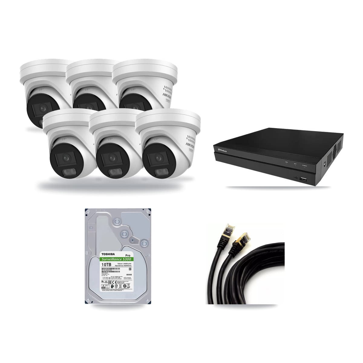 Prolux 8-Channel 4MP CCTV Kit — 6 Turret Cameras + 10TB Recording - Image 1
